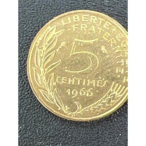 1966 French 5 Centimes Coin République Française Collectible